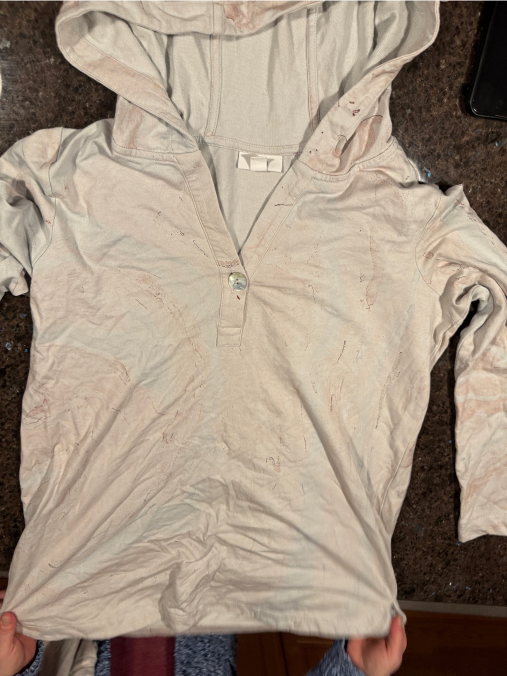 Light Blush Hooded Henley Top